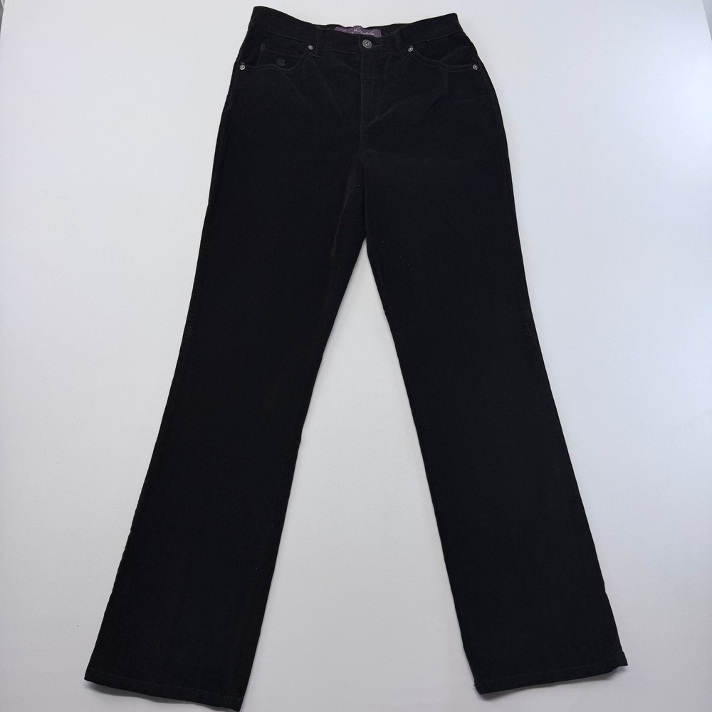 Gloria Vanderbilt Amanda Black Corduroy Straight Leg PantsRhinestone Pocket Sz 8